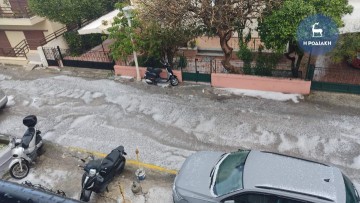 Έντονη χαλαζόπτωση σήμερα το πρωί στην πόλη της Ρόδου