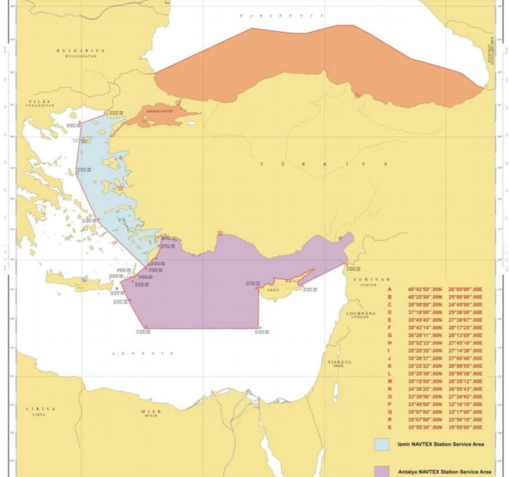 Η περιοχή που διεκδικεί η Τουρκία για την ευθύνη έκδοσης NAVTEX