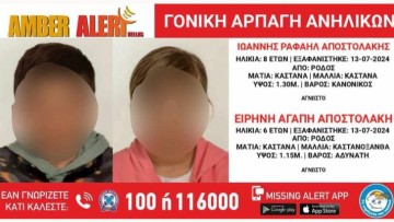 Ρόδος: Συναγερμός για γονική αρπαγή δύο παιδιών 6 και 8 ετών