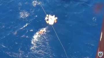 Λέρος: Βίντεο από τη διάσωση 8 ναυαγών με ελικόπτερο