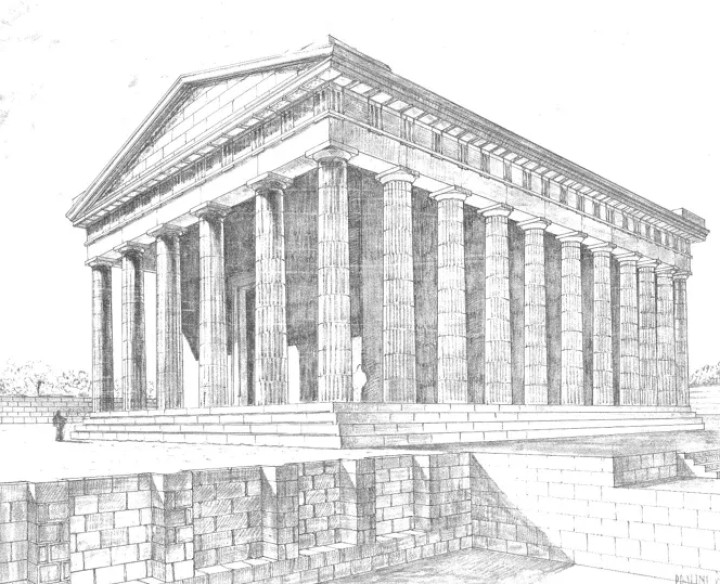 Γραφική αναπαράσταση του Ιερού του Πύθιου Απόλλωνα