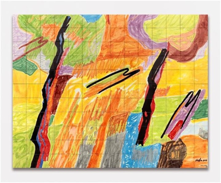 Etel Adnan, Parmi les tilleuls, 2021, Ceramic, 163,7 x 208,4 cm